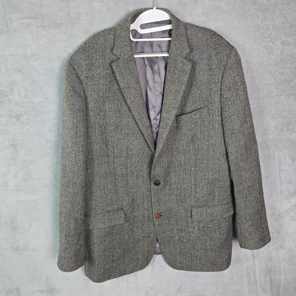 Lauren Ralph Lauren Mens 48L Slim Fit 100% Wool Herringbone Blazer Grey Sport‎